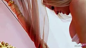 Blonde Cougar In Pink Lingerie Gets Hard Fucked!