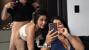 Big-bottomed milf sneaks extra attention to husband away from friend