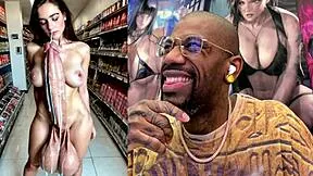 Blonde trans girl with thicc cock deepthroats in store then takes fresh tight anal while handsfree cumming!