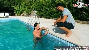 normal german girl gets fucked by pool on mallorca holiday