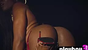 hot ebony milf strips lingerie bares stunning ass tits pussy