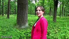 damn creampie deep in her tight pussy during our quick forest picnic fuck outdoors