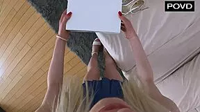 naughty nanny bends over pov rides big cock missionary to desperately drain creampie