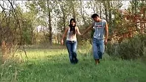 Step granny whore rides cock doggy outdoor begs for cum facial