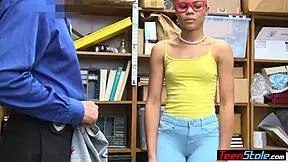 Ebony Teen Thief Cameltoe Punished with Monster BBC Deepthroat Blowjob and Bent Over Fuck