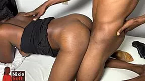 he bends me over bedroom hits my black petite onion ass doggystyle moaning wet pussy clenching
