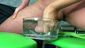 Watch stepmom's muscular hands milk huge cock in water for squirting sperm orgasm closeup femdom