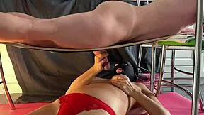 Stepmom's huge natural tits drenched in stepson's cum after femdom handjob squirting