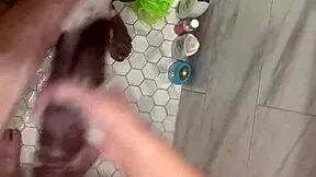 stepbro's monster cock cleaned by hot asian teen in steamy shower quickie