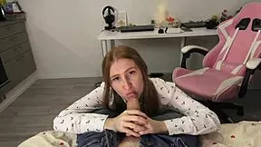 damn this student slut deepthroats teacher's big cock for better grades