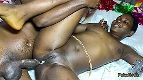 Sneaky neighbour sneaks in and creampies petite ebony teen pussy this christmas