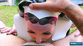 sister lady lazarus rides cock outdoor wet pussy tease 😈🌳