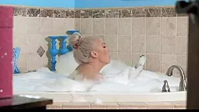 Whoa blonde big tits stepmom Brook Page rides young stepson cock in bathroom pov
