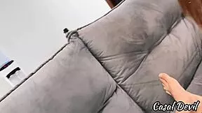 Ripped Clothes Redhead Girlfriend Feet Fucked by Friends