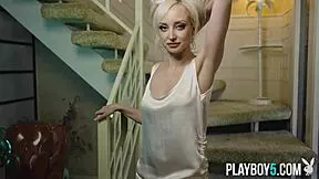 texas blonde bombshell rachel strips lingerie panties slow tease