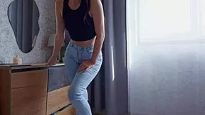 desperate teen soaks tight jeans with dripping wet pussy pee explosion