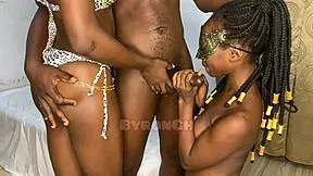 two sexy petite ebony teens with small waists take big black african cock in juicy doggystyle quickie