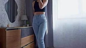 desperate teen soaks tight jeans with dripping wet pussy pee explosion