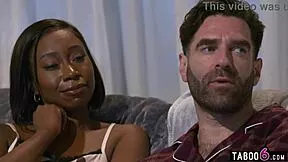 black teen stepdaughter with huge natural boobs tempts stepdad into taboo pounding