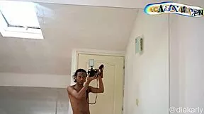 oily feet stroking cock in extreme closeup