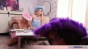 stepsister's costume party turns taboo when big dick billy joins the 4some fuckfest