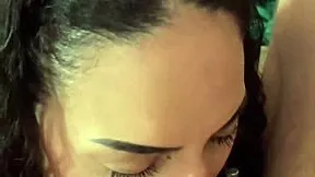 flexible curly brunette gostosa deepthroats then rides for cum on ass!