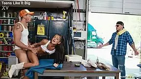 ryan reid chokes on deepthroat face fuck before petite ass spanking and cumshot