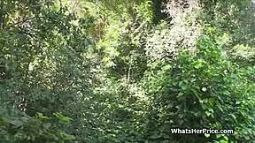 Broke busty teen desperately blows stranger outdoors for cash