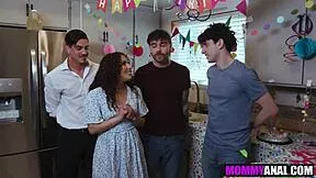 Stepmom's ass stretched wide by three stepsons' taboo pounding