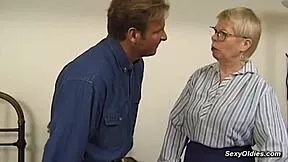 blonde german granny sucks cock and gets fucked hard