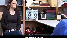 Skinny brunette tali dova teen robber caught stripping small tits ass for officer clothes ripped taboo shop sex