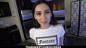 teamskeet has sexy teen aria lee gagging hard on that monster cock pov