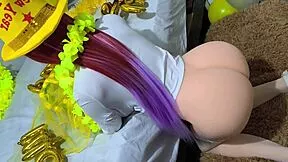 new years midnight quickie turns into bound hardcore anal creampie and vaginal fucking with curvy perfect body fat ass