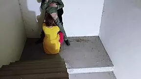 Ever wonder how my horny sister-in-law moans on the stairs with her tight shaved pussy?