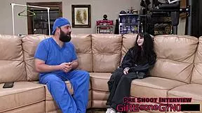 oh fuck alice roses spreads shaved pussy wide for her first humiliating gyno exam fingering