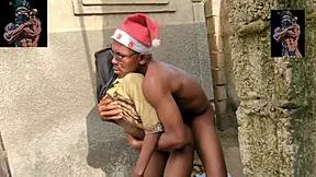 Harveyxbussh bends petite ebony over for monster cock doggystyle christmas outdoor missionary pounding