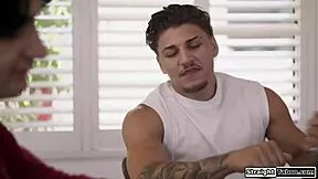 he bets and wins chance to lick feet deepthroat and fuck hot girlfriend's shaved pussy