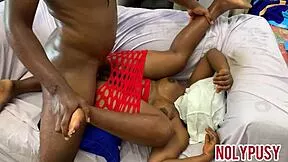 early morning young couple wakes on sofa for passionate missionary sex with juicy pussy moans