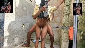 Harveyxbussh bends petite ebony over for monster cock doggystyle christmas outdoor missionary pounding