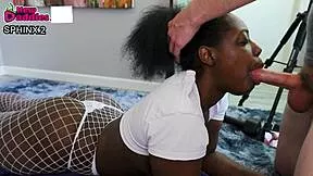 damn deja babe that big ass ebony milf in lingerie takes bbc deepthroat face fucking spits on it humiliating cuckold!!