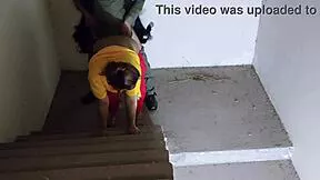 Ever wonder how my horny sister-in-law moans on the stairs with her tight shaved pussy?