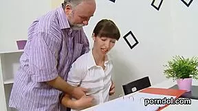 Cute college coed falls for senior instructor's seduction and gets drilled hard in reality session