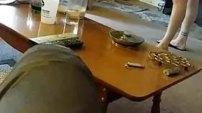 her cute little body shines as she lotions up those sexy curves right in front of me