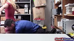 WOW, TEEN SHOPLIFTER SUCKS MONSTER COCK FROM SECURITY BEFORE GETTING RAMMED!