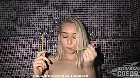 18yo lil karla's pink pussy stretches wide around glowing stick in real usa session