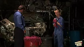 old workshop boss bends young worker over for rough anal assfucking doggystyle during lunch break