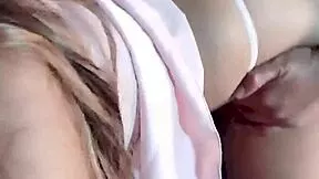 brunette latina flight attendant fingers her wet pussy seductively on camera for me