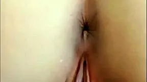 cute chinese girl homemade sm play with boyfriend licks and rides his cock