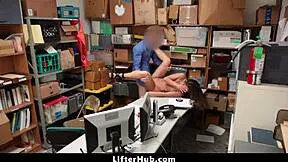 mall officer rips clothes off petite teen thief then pounds her doggystyle over counter