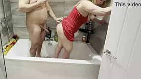 hey stepmom i need a towel in the shower but you suck my monster cock deepthroat then i fuck your big natural tits